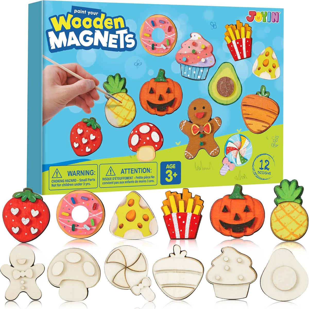 JOYIN 12 Wooden Magnet Painting Kit - Food