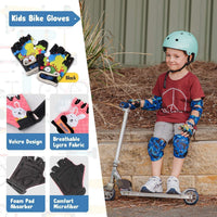 Soft-Style Kids Knee and Elbow Pads with Bike Gloves - Large / Ocean Camo - image 4