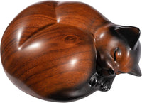 Sleeping resin cat urn for ashes with a lid that seals tightly - view 4