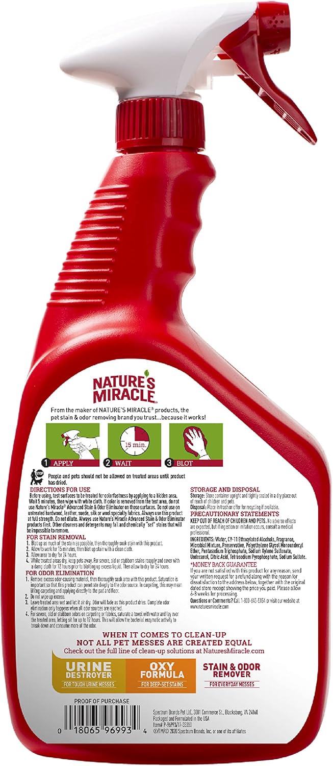 Nature’s Miracle Advanced Cat Stain & Odor Eliminator - Lemon / 32 Fl Oz (Pack of 1) - image 2