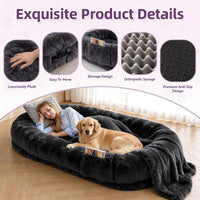 Grey Human Dog Bed, 71''x45''x12'' Size Fits Adult and Pet - Dark Grey - image 3