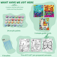 Jovial & Joyful kids paint by number kit with three framed animal canvases and paint pots - view 6
