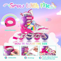 SULIFEEL Rainbow Unicorn Adjustable Kids Inline Skates for Girls Boys – Fun for Kids & Family - C Pink / Large - Youth - image 3