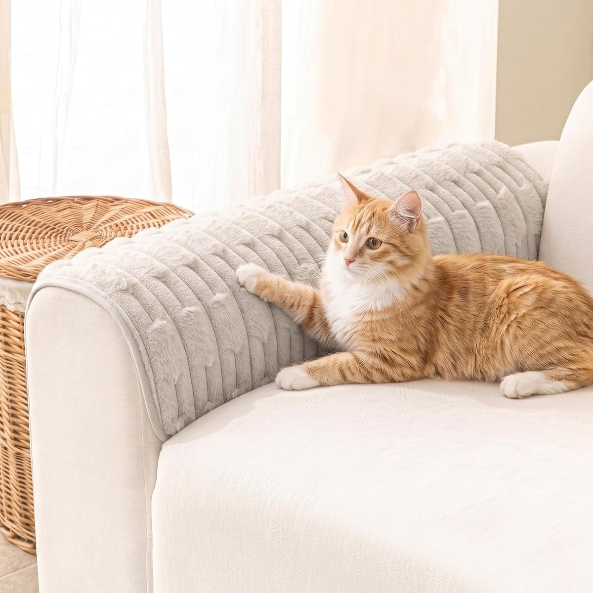 MYSKY HOME Waterproof Couch Covers for Dogs Washable, 35"x71" - 35" x 35" / Oatmeal
