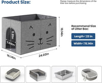Waterproof Cat Litter Box Enclosure Splash Guard with Removable Mat - Gray Cat Face with Door / Large - image 4