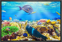 wall26 Framed Canvas Print Wall Art Sunlight Ocean Sea Coral Reef Anemone Fish Nature Animals Realism Rustic Scenic Landscape Wilderness Earth for Living Room, Bedroom, Office - 24"x36" Black