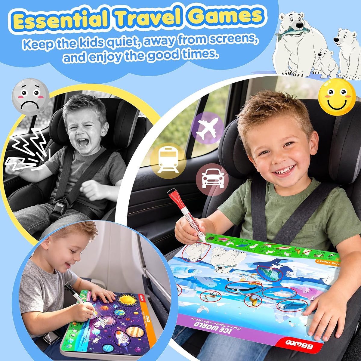 BBWOO Search and Find Activity Book - Sky Blue - Dinosaurs & Construction Site - image 4