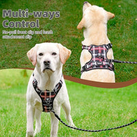 PUPTECK No Pull Dog Harness Small Sized, Adjustable Reflective Dog Harness with Handle Easy Control, Comfortable Soft Padded Pet Vest Harness for Small Dogs, Plaid Black M