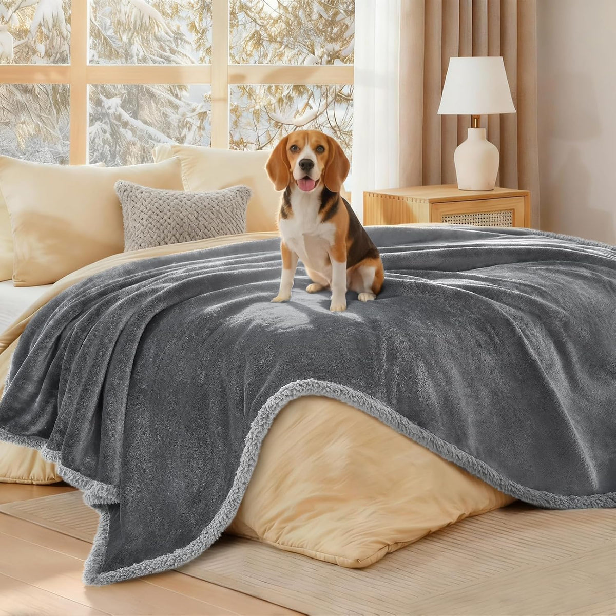Luciphia Waterproof Pet Blanket - L (65" x57") / Light Grey