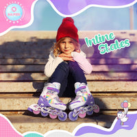SULIFEEL Rainbow Unicorn Adjustable Kids Inline Skates for Girls Boys – Fun for Kids & Family - B Purple / Large - Youth - image 2