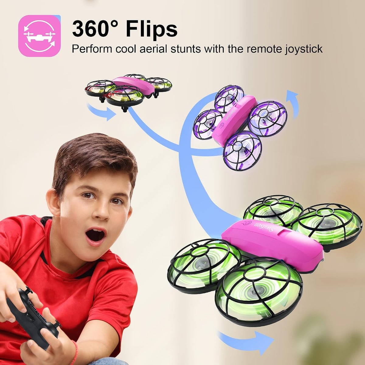 Swifsen Drones for kids Camera - Pink Drone-With Camera - image 4