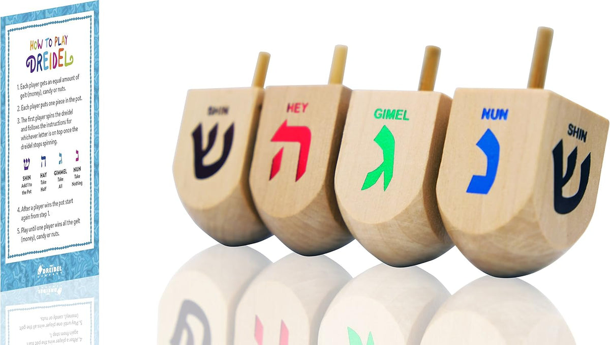 Let's Play Dreidel The Hanukkah Game 2 Extra Large Wood Dreidels - 24-Pack XL Dreidels - image 2