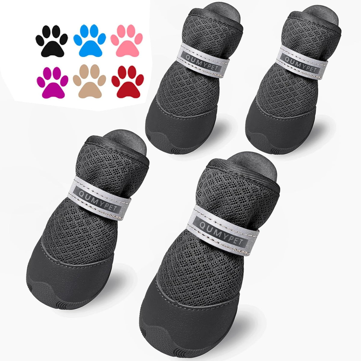 QUMY Dog Shoes for Small Dogs Hot Pavement Puppy Dog Boots & Paw - Black / size 3: 1.70"x1.31"(L*W)