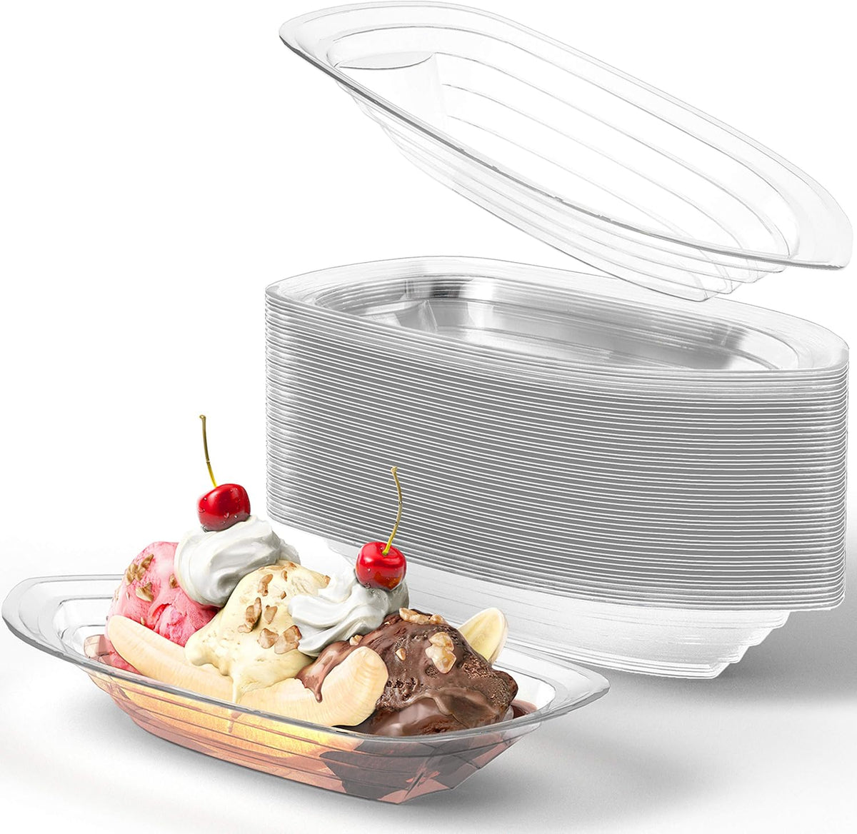 Super Fun Recyclable Banana Split Boats 50Pk. Best Long 12Oz - 50 Pack / 12 Oz