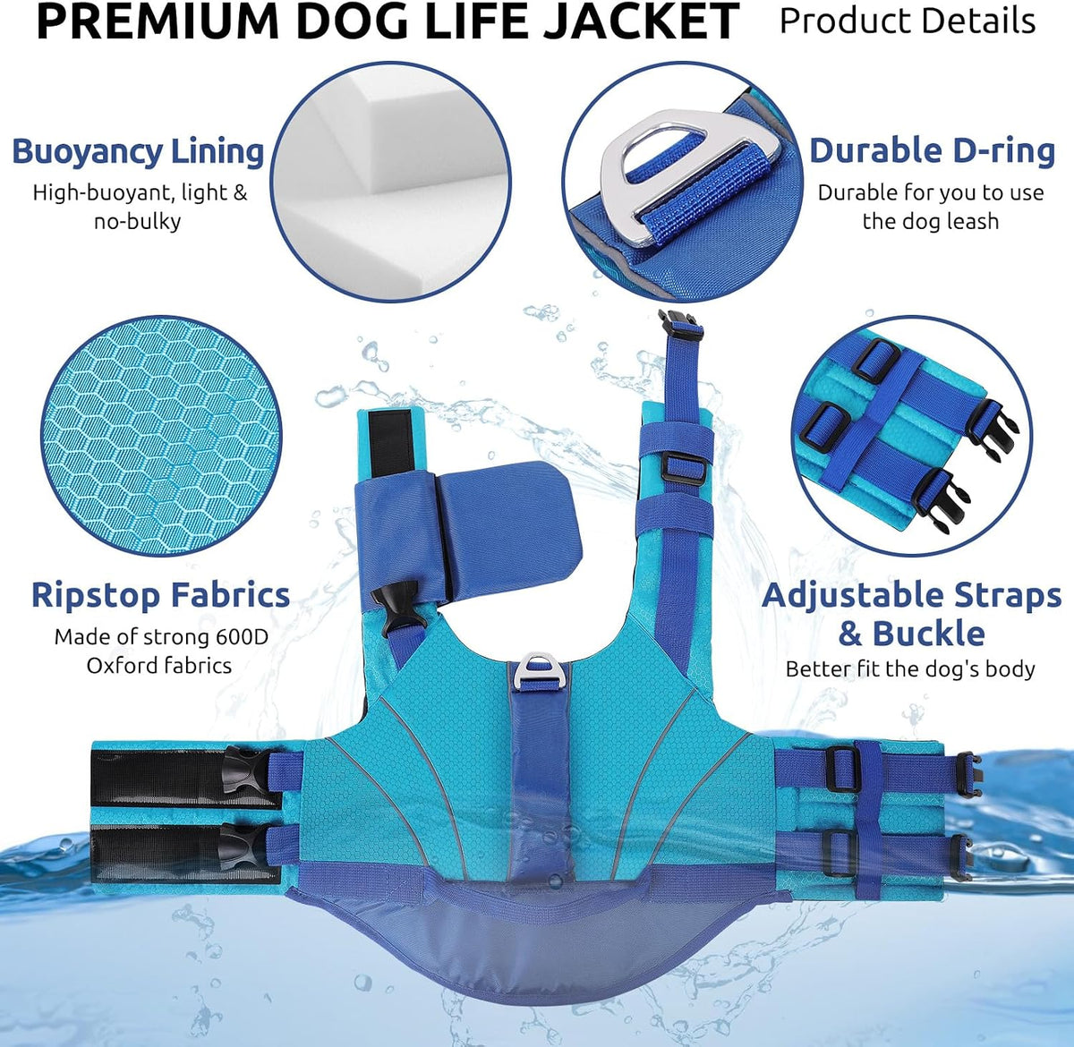 Queenmore Dog Life Jacket with Front Float - X-Large / Blue - image 3