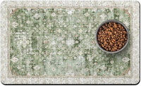 Pet Food Mats for Floor, Absorbent Dog Mat for Food and Water Dispenser Mat, Dog Food Mat Quick Dry - Green / 20"L x 12"W