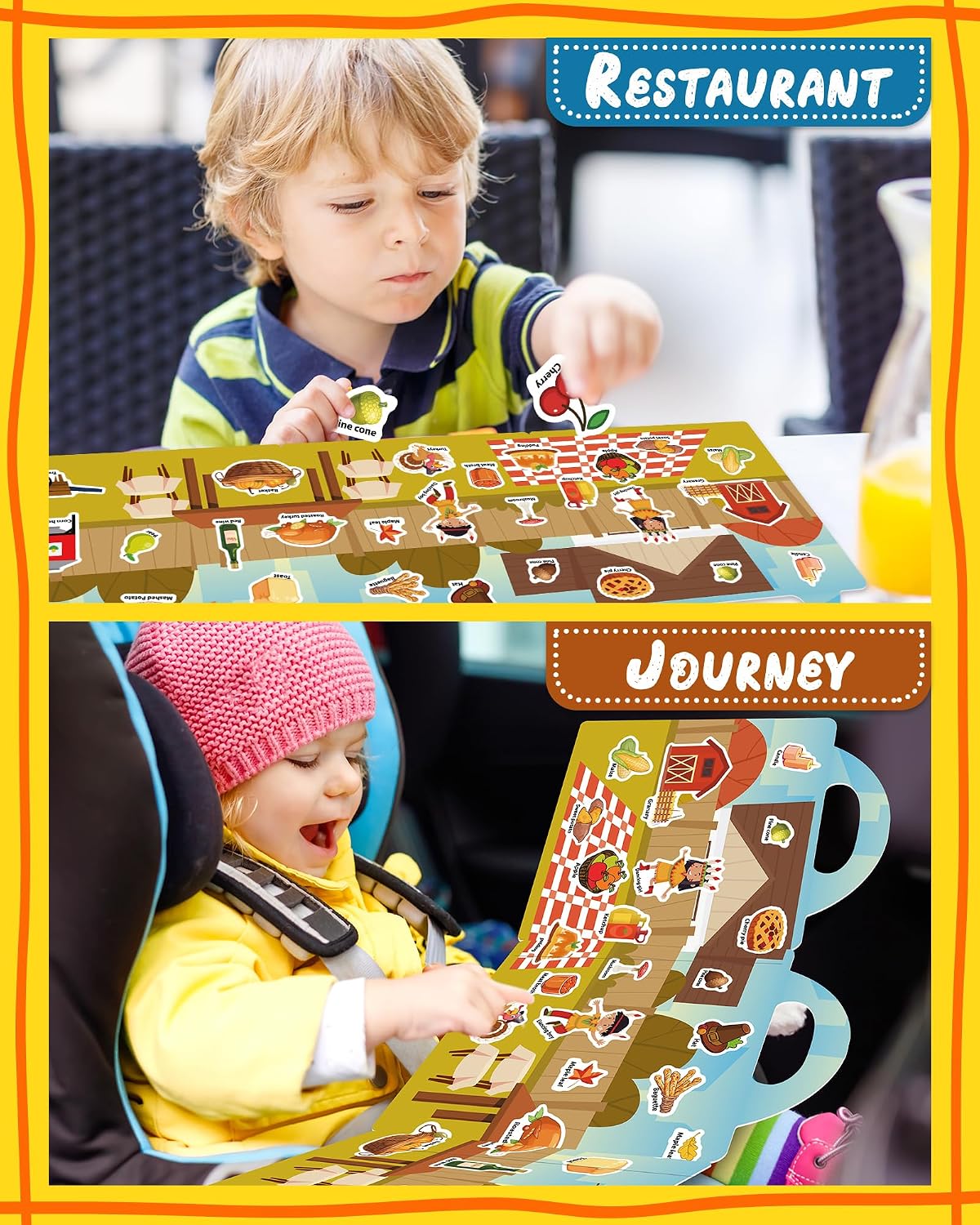 Benresive Reusable Sticker Book, Travel Stickers for Kids - Thanksgiving - image 3