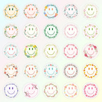 50PCS Smile Face Stickers Cute Water Bottle Stickers for Kids – Fun for Kids & Family - 50pcs Flower Stickers - image 2