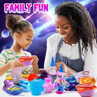LPFEZRS mini galaxy slime kit with glitter add-ins and glow in the dark stickers - view 4