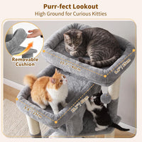 Heybly 34.6" Cat Tree Anti-Tipping Floor Cat Condo for Kittens - Light Gray / 34.6 inch - image 2