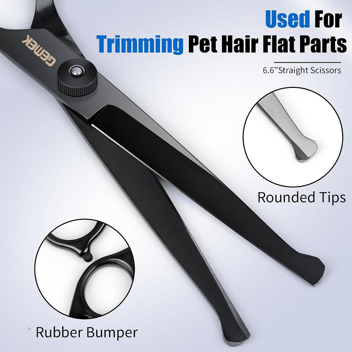 Dog Grooming Scissors with Safety Round Tips Stainless Steel – Essentials for Dogs - Charcoal - image 4