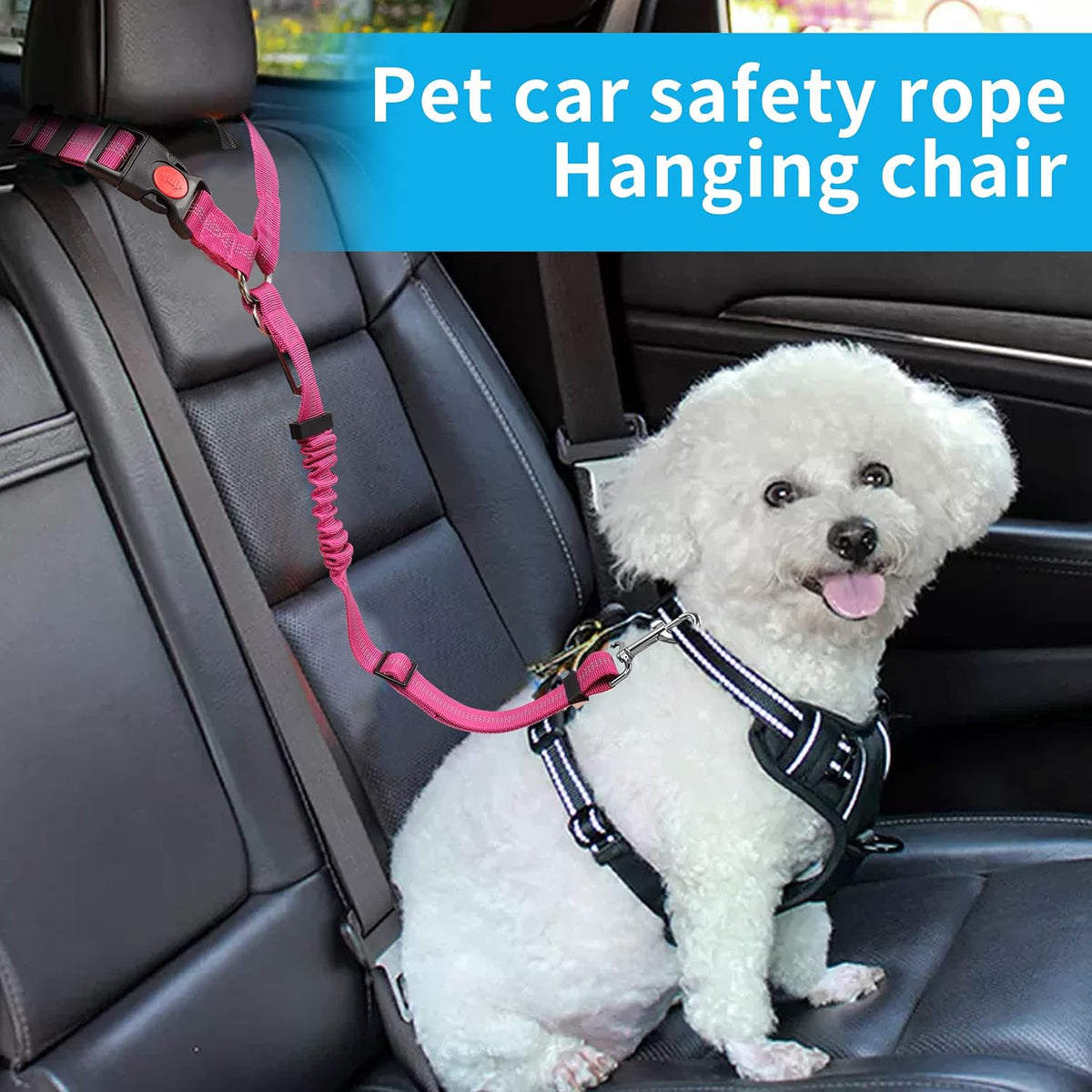 YAOHDAO Dog Seat Belt Harness for Car - Rosy Red - image 2