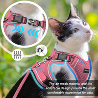 Cat Harness and Leash Set, Adjustable Cat Vest Harnesses – Essentials for Cats - Pink / Small - image 2