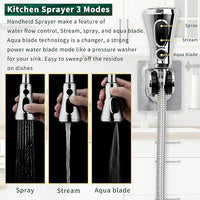 CECEFIN Kitchen Faucet Hose Attachment, Sink Sprayer Replacement Head with 4.9 Ft Stainless Steel Hose, Water Saving Aerator with 3-Way Diverter Valve for Hair Washing Laundry Room and Pet Shower