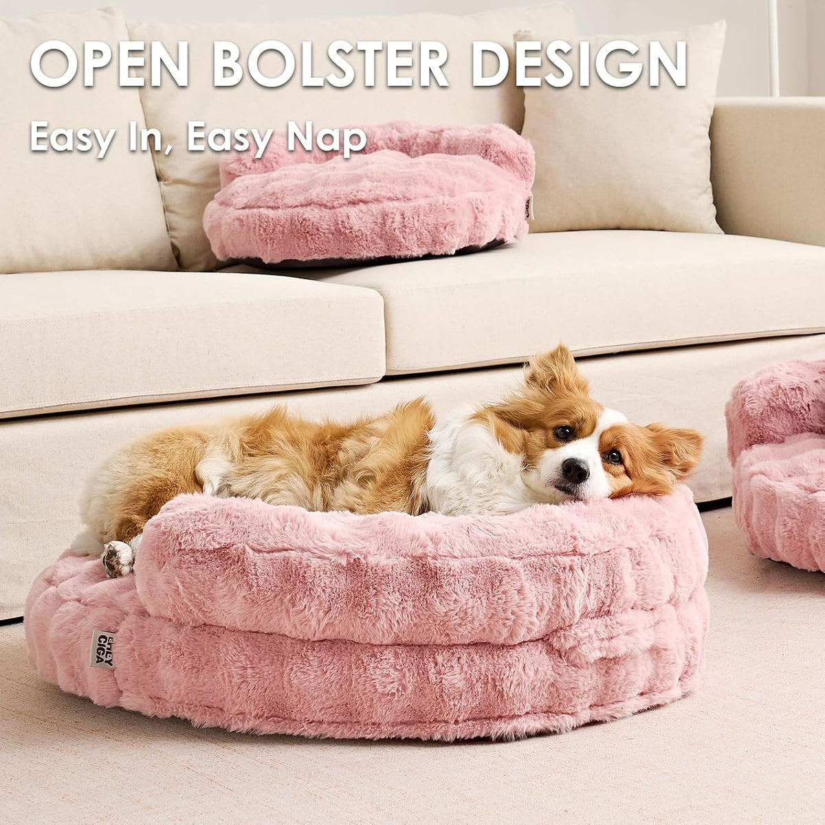 EHEYCIGA Soft Cat Couch Bed for Indoor Cats - 36"L x 36"W x 9"Th / Pink - image 3