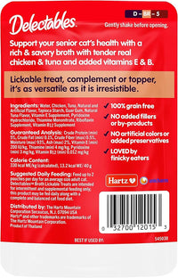Hartz Delectables Savory Broths Senior 10+ Chicken & Tuna Lickable Cat Treat, 12 Pack