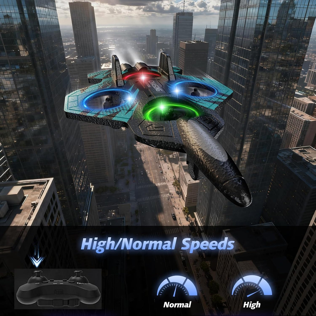 Foam RC Plane with 3 Drone Batteries and 3*AAA Batteries – Fun for Kids & Family - Black Blue - image 4