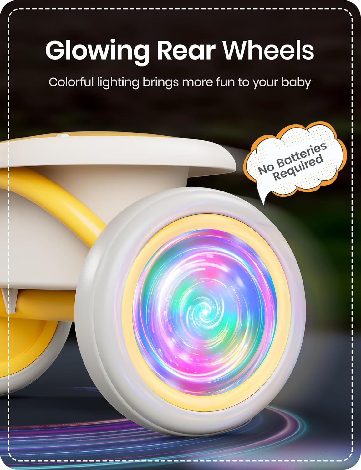 besrey Toddler Tricycle with Bell - Yellow Flash Wheel - image 2