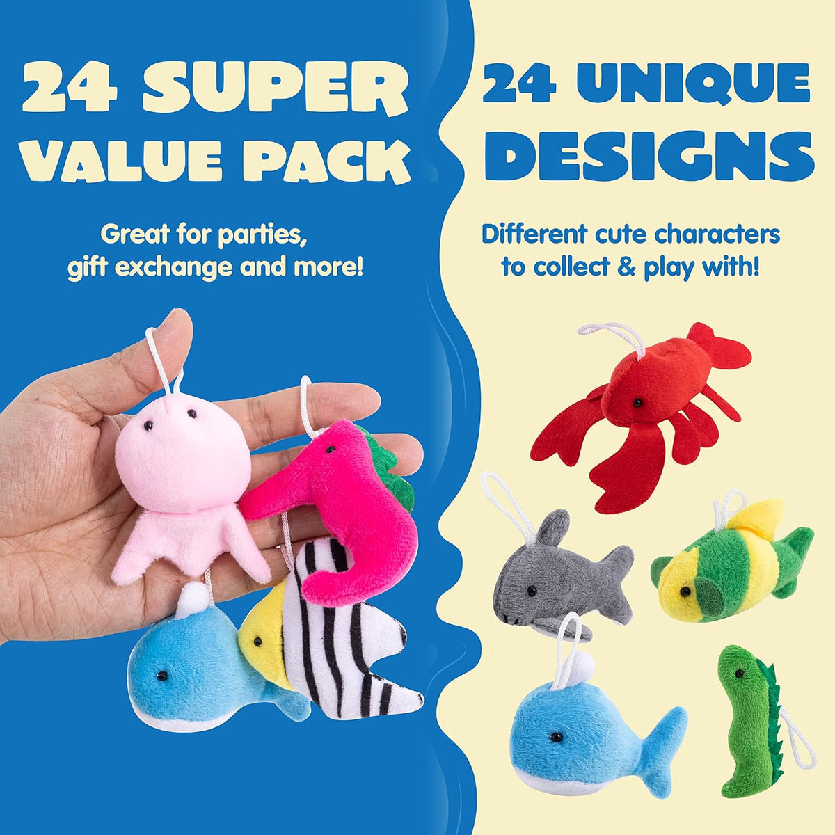 JOYIN 24 Pack Mini Animal Plush Toy Assortment - Sea Animals - image 2