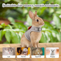 Breathable Bunny Harness and Leash Set with Cute Bow, Black S – Essentials for Small Pets - L / Grey - image 4