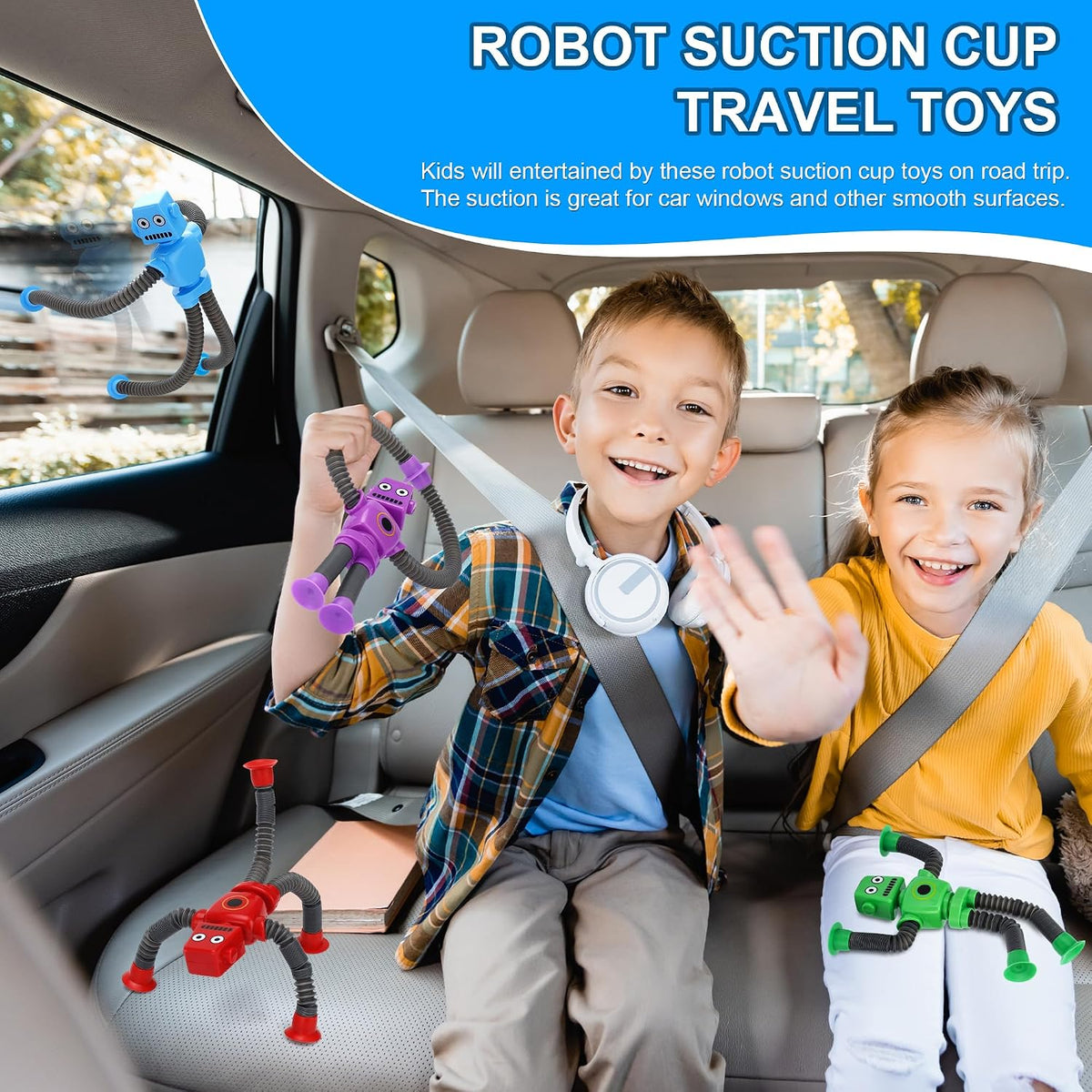 UrChoice 6 robot sensory pop tubes in red, yellow, blue, green, purple and orange - view 3