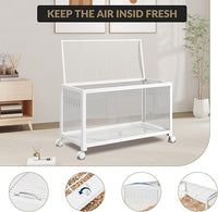 Large Metal Hamster Enclosure Rat Cage with 360 Viewing Acrylic Sides, Ventilated Front Door & Openable Top, Portable Hamster Tank for Guinea Pig, Chinchilla, Gerbil, 37.8''Lx18.5''Wx20''H White