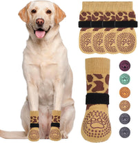 Dog Socks Shoes for Hot Pavement to Prevent Licking Paws - Deer Khaki / Medium (4 Pack)