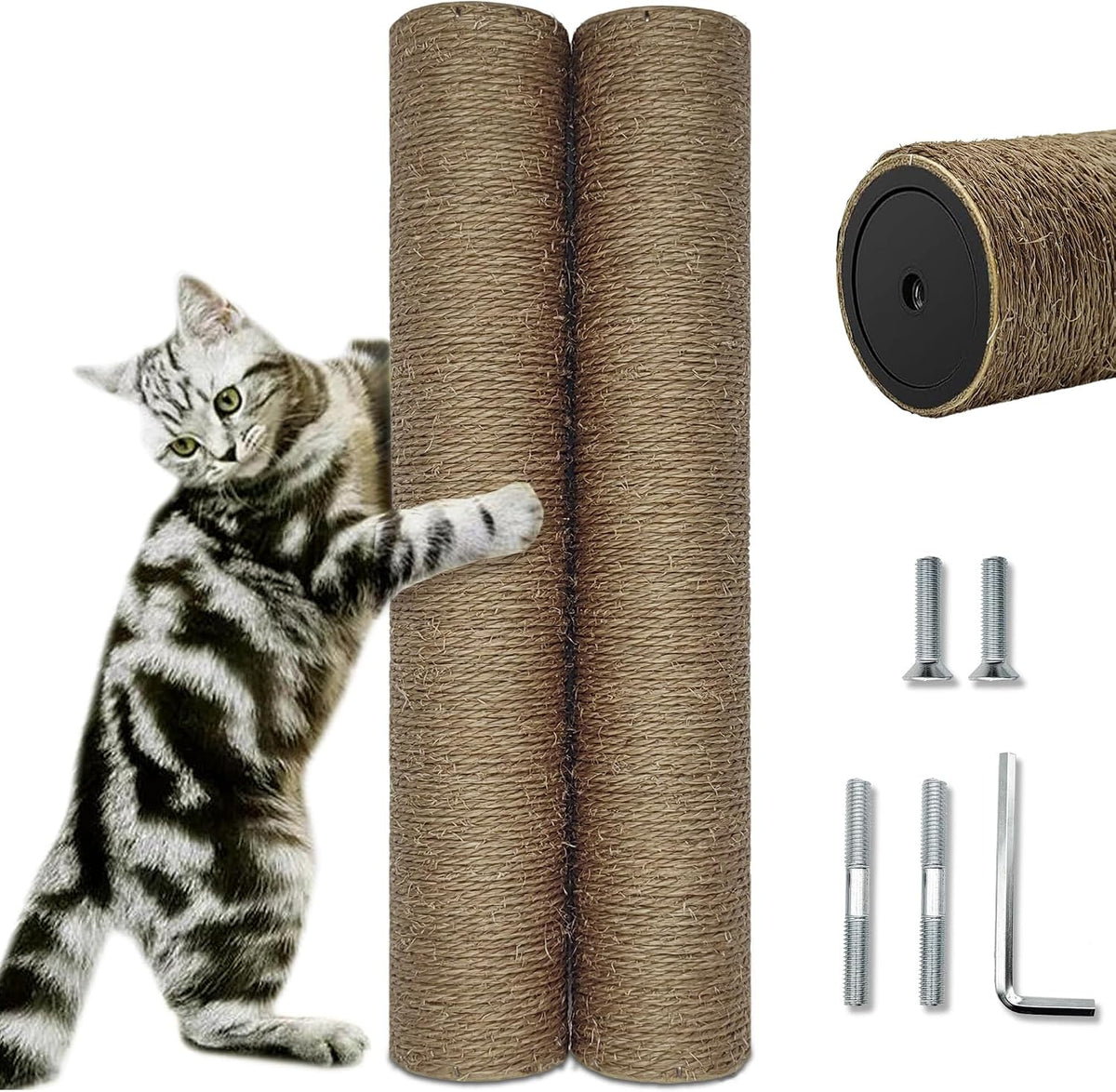 Cat Scratching Post Replacement Pole - M8*2poles / 40 cm / 15.71 in Brown