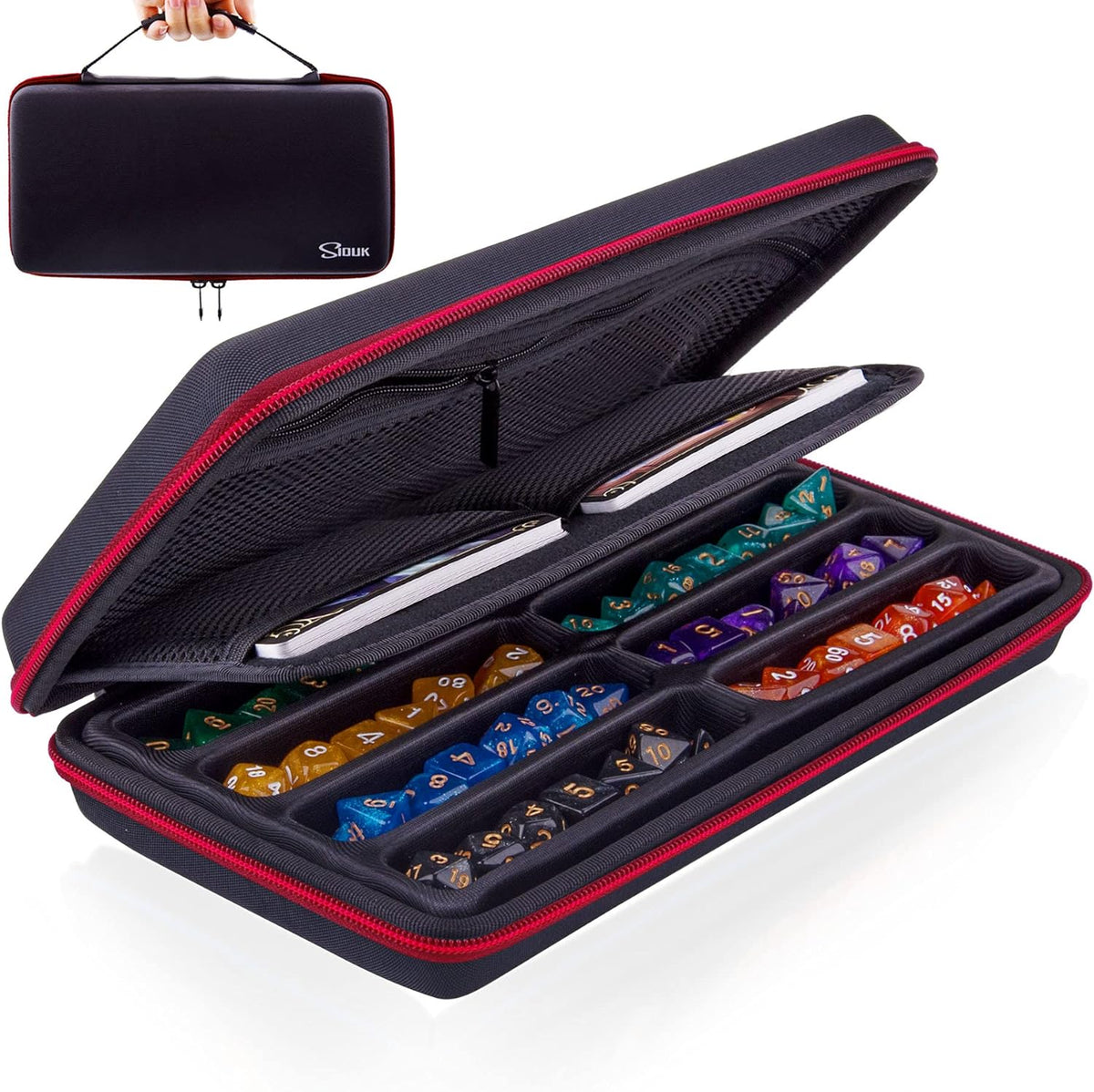 SIQUK Dice Case Dices Storage Case Dice Organizer Holder with Handle – Fun for Kids & Family - Red