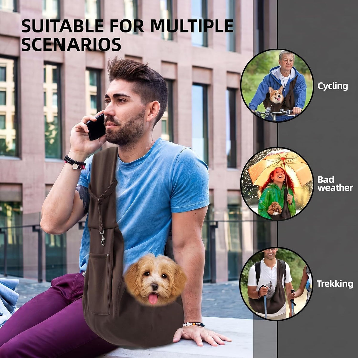 ARZQUT Dog and Cats Carrier Sling - Brown - image 2