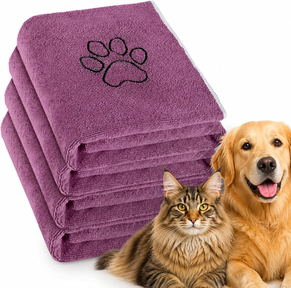 Chumia 4 Pcs Dog Towels for Drying - 30 x 50 Inch / Purple