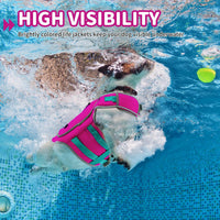 Dog Life Jacket, Good Visibility Pet Swimming Vest for Boating L – Essentials for Dogs - RosePink / Medium - image 3