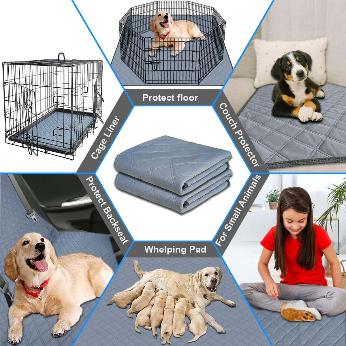 RIOUSSI Reusable Pee Pads for Dogs, Puppies. Washable, Absorbent - 20"x28"(4pack) / Light Gray - image 3