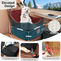 Dog Car Seat for Small/Medium Dogs, Dog Booster Car Seats with Thick Cushion for Dogs Under 35lbs, Detachable Washable Pet Car Seat with Storage Pockets, 2 Safety Belts(Black/Red)