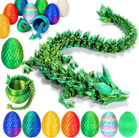 3D Printed Dragon Egg, Mystery Articulated Crystal Dragon Egg Fidget Toys, 3D Print Surprise - Green