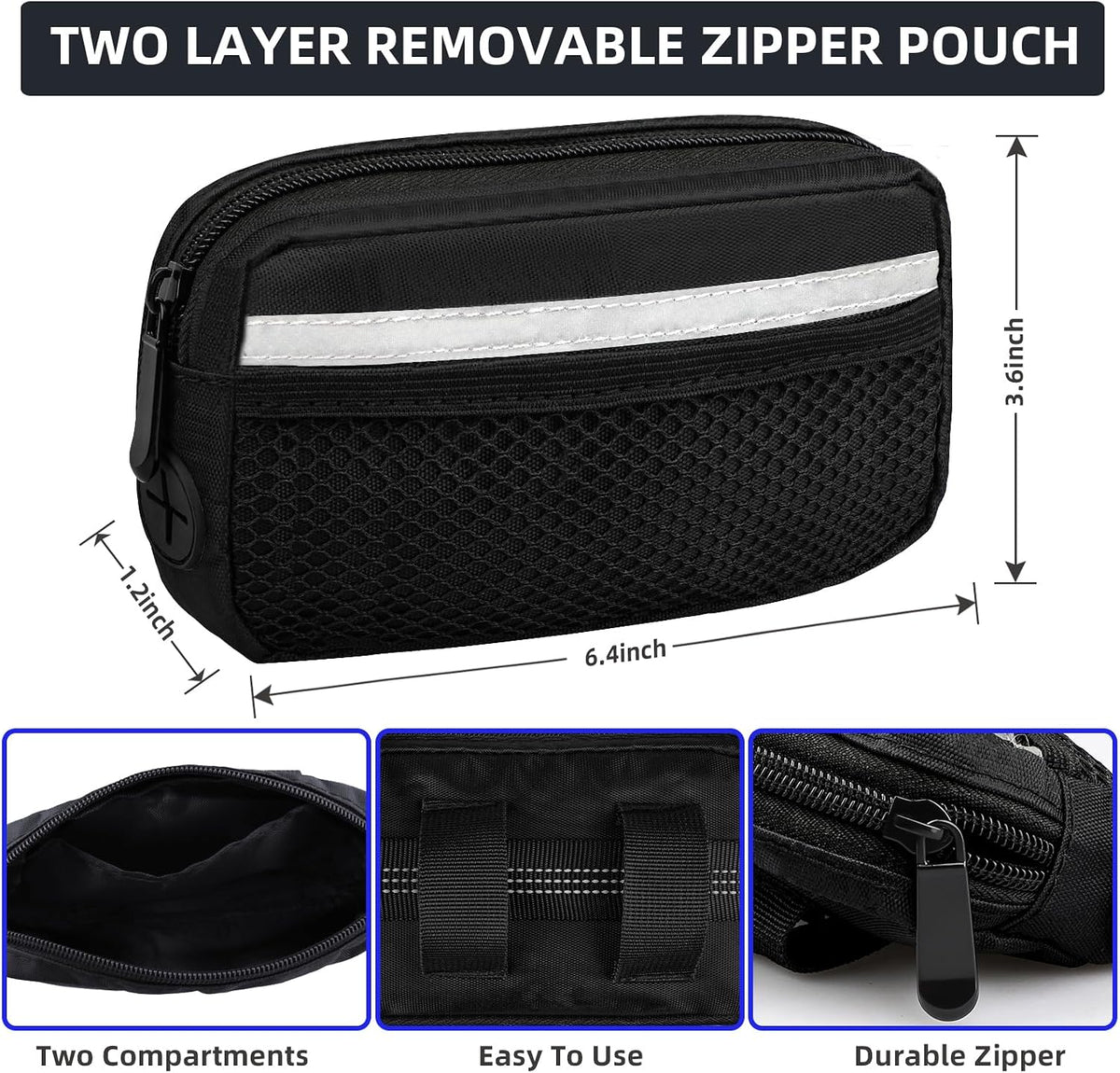 Uppetly Hands Free Double Dog Leash with Pouch - Black / Small - image 4