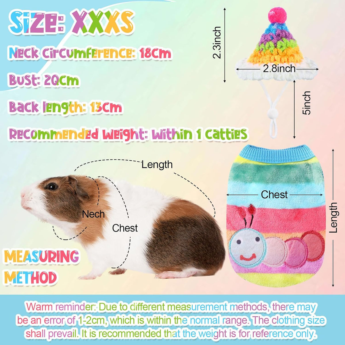 Clysee 10-piece guinea pig clothes set with flannel vests and knitted mini hats - view 22