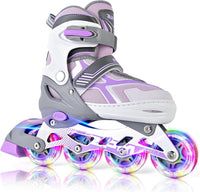 2PM SPORTS Adjustable Inline Skates for Kids, Youth and Adults – Fun for Kids & Family - F Violet / Large - Youth (4.5-8 US)