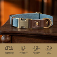 PU Leather Dog Collar for Small Dogs Puppy, Soft Lining, Green S – Essentials for Dogs - Denim Blue / XL: Neck 20-27", Width 1¼" - image 4