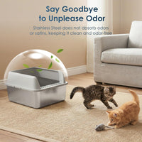 Suzzipaws Stainless Steel Cat Litter Box with Lid for Kittens & Small - 6" Deep / 1.0 - image 4